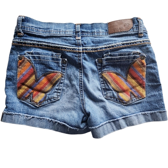3/$25 Yaso Girl's Denim Shorts with Embroidered Butterfly Design - 12 - Picture 1 of 7
